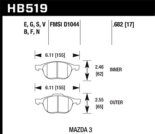 Hawk Performance Blue 9012 HB519E.682 Motorsport Brake Pads