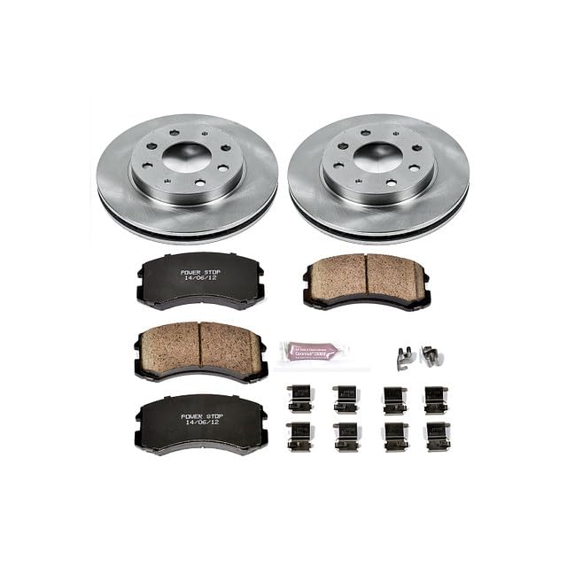 POWERSTOP Autospecialty KOE1092 Front Replacement Brake Kit-OE Brake Rotors & Ceramic Brake Pads For Mitsubishi Lancer 2002-2007 [Model Specific]