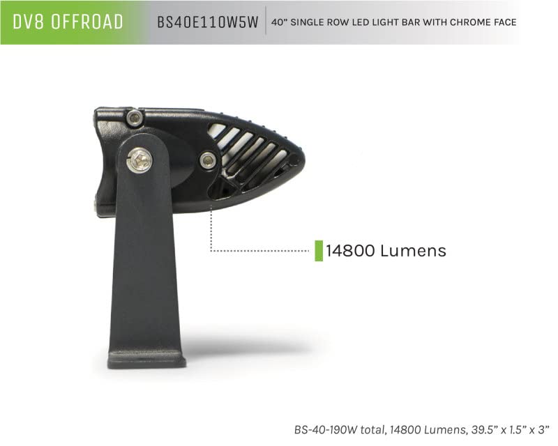LED Light Bar | DV8 Offroad | 40" Low Profile | 14,800 Lumen from Cree LED's | Aluminum Housing w/Heat Fins | IP68 Rated Polycarbonate Lens | Flood/Spot Pattern | SL8 Series BS40E110W5W