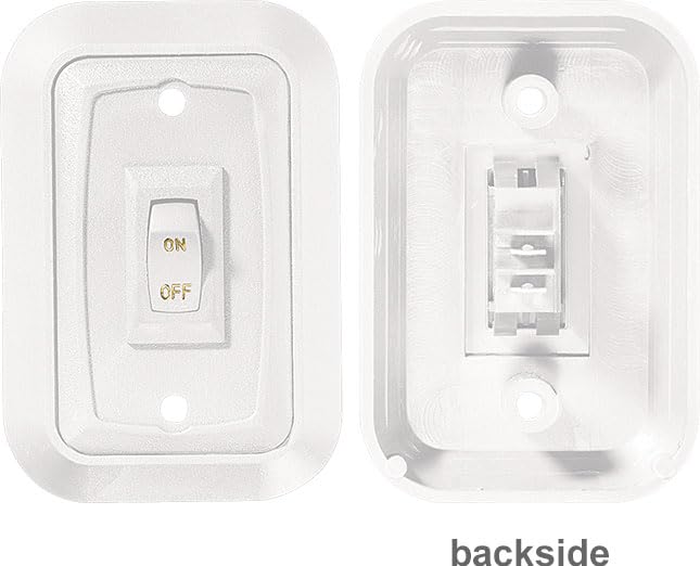 Wall Plate Switch RV Designer S653, White, Single, 3.53" x 2.39", On/Off - SPST - Includes Raised Bezel, Plate and Switch