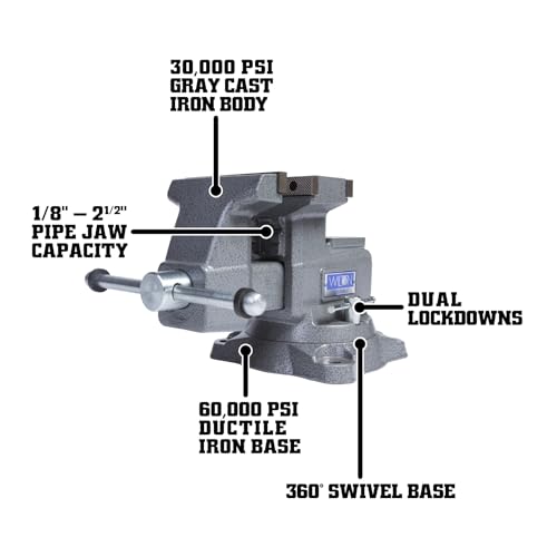 Reversible Wilton Bench Vise, 5-1/2" Jaw Width, 6-3/4" & 10-3/4" Jaw Opening, 3-3/4" Throat (Model 4550R)