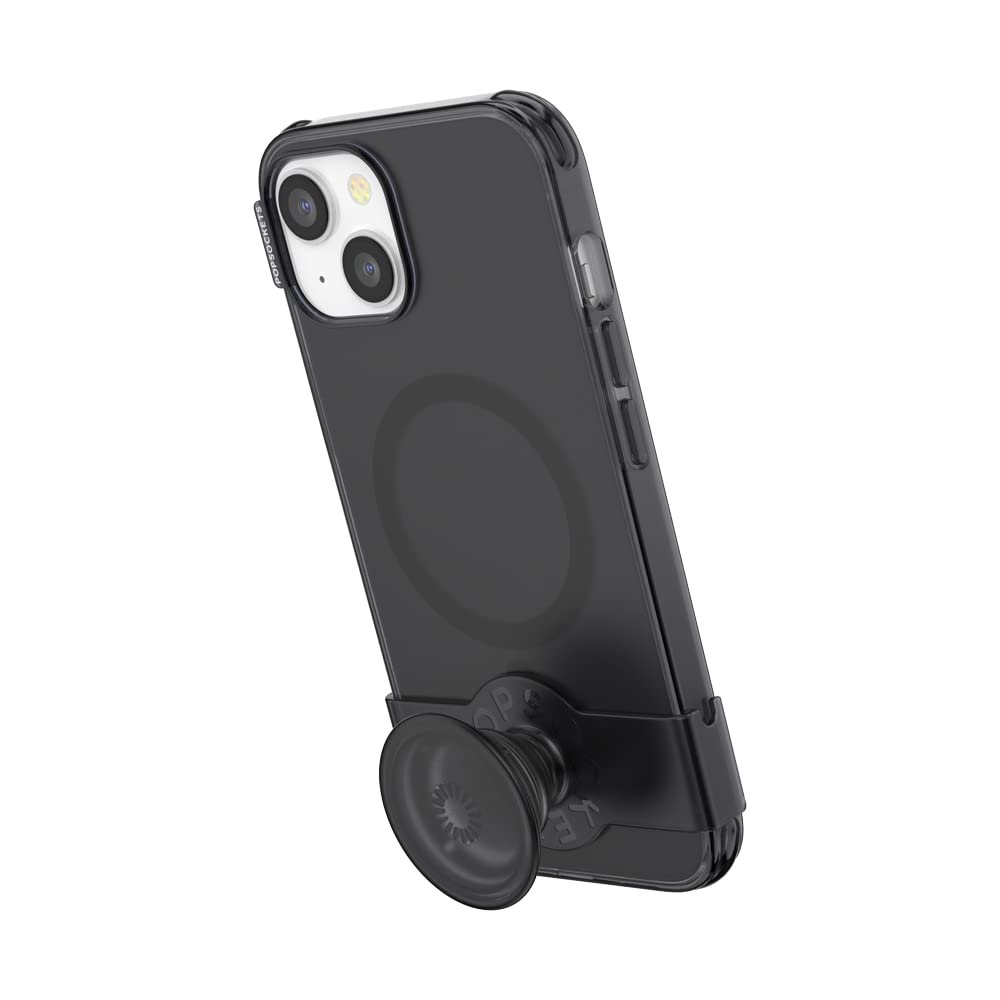 iPhone 14 Case PopSockets with Phone Grip and Slide Compatible with MagSafe, Phone Case for iPhone 14, Wireless Charging Compatible - Transluscent Black