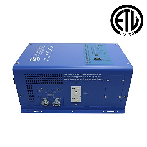 3000 Watt AIMS Power 12 VDC Pure Sine Inverter Charger 120 VAC Output 100A Charger 30A Transfer Switch ETL Cert to UL458 Standards PICOGLF30W12V120V