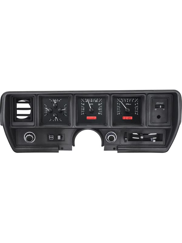 Dakota Digital VHX Analog Dash Gauge System VHX-70B-SKY-K-R Compatible with 70 71 72 Skylark Black Alloy Red Backlighting
