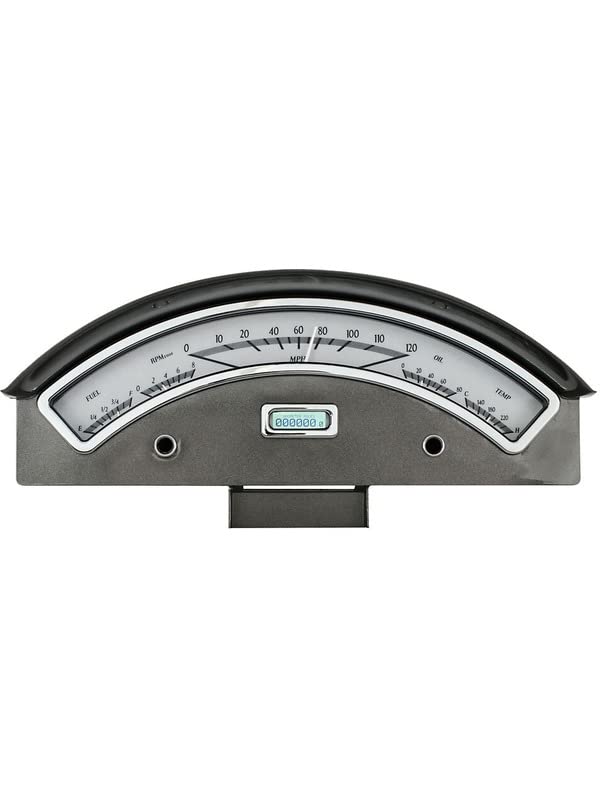 Dakota Digital VHX-57F-S-W Analog Dash Gauge System Compatible with 1957 Ford Car Black Alloy White Backlighting