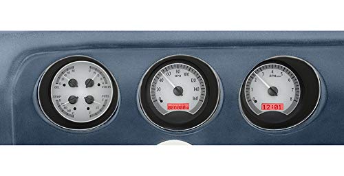 Dakota Digital VHX-69P-GTO-S-R 69 Pontiac GTO Le Mans Direct-Fit Analog Dash Gauges Silver Alloy Red