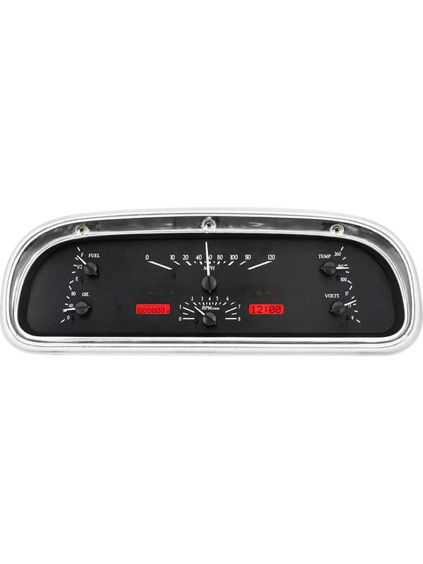 Dakota Digital VHX-60F-FAL-K-R Gauge System Analog Dash Compatible with Ford 1960-63 Falcon Black Alloy Red