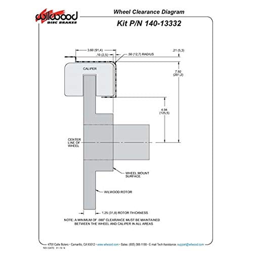 WILWOOD 140-13332-DR DISC/DRUM KIT,REAR,SMALL FORD2.36 OFF,FNSL4R,5x5.50 BC,14.00 ROTOR,DRILLED,RED