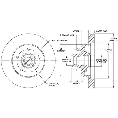 Vented Rotor w/Hub & Studs
