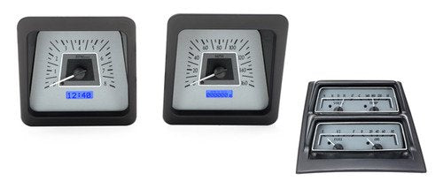 69 Chevy Camaro Dakota Digital with Console Gauges Analog Dash Silver Red VHX-69C-CAC-S-R
