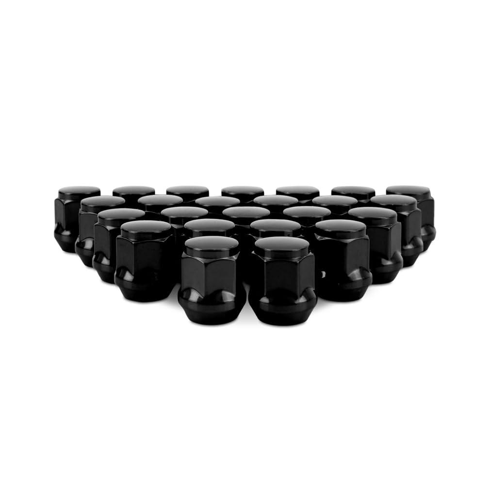 Mishimoto Lug Nuts Steel, M12x1.5, Acorn Seat, 24pc Set, Black