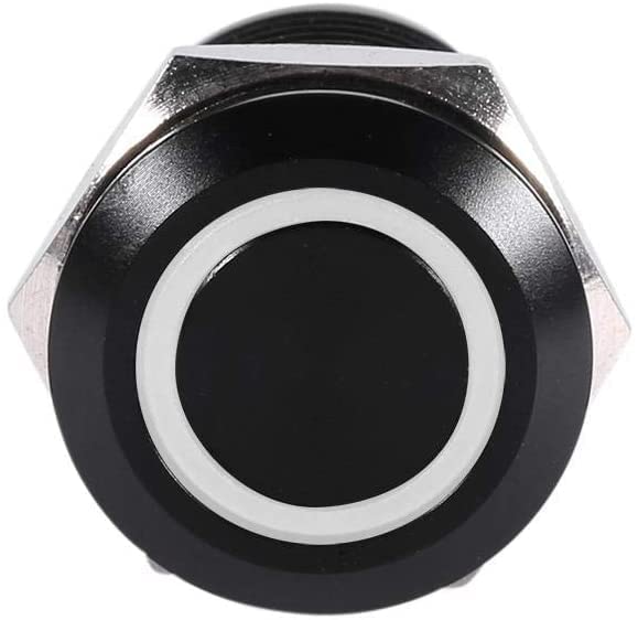 16 MM BLACK MOMENTARY SWITCH WITH HARNESS Installbay 5A IP67-WHITE (MIBRBSW16)