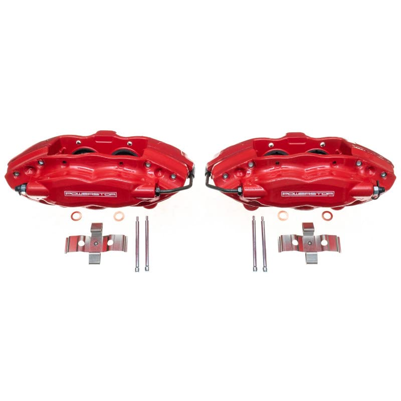 Power Stop Rear S5084 Pair of High-Temp Red Powder Coated Calipers For Dodge Charger, Chrysler 300, Dodge Challenger, Dodge Magnum, Jeep Grand Cherokee