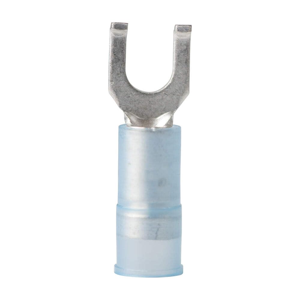 Flanged Insulated Spade Terminals (Set of 100) Gauge Size: 16-14, Screw Size: 8", Color: Blue