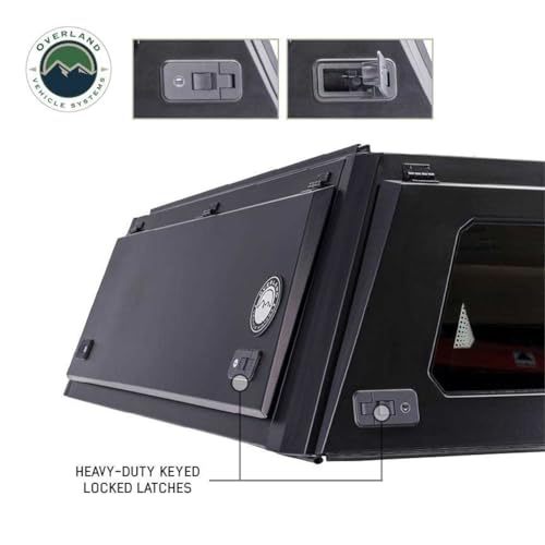 Truck Cap Overland Vehicle Systems Expedition W/Full Wing Doors, Front and Rear Windows & 3rd Brake Light Full Bolt On (Suitable for Jeep Galdiator 5' Bed 2019-2024)