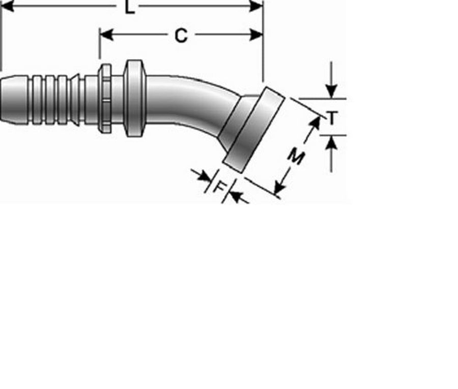 GlobalSpiral Couplings Gates 16GS-16FL22M, Code 61 O-Ring Flange, Zinc Plated Carbon Steel, 6.10", 22 1/2° Bent Tube, 1" ID