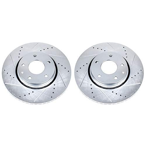 Power Stop Front JBR1745XPR Performance Drilled, Slotted & Plated Brake Rotor Pair For Mazda 6 2021, Mazda CX-5 2016-2021, Mazda CX-5 2023-2024 [Model Specific]