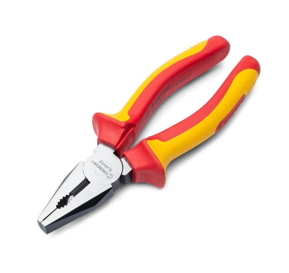 VDE Insulated Crescent Lineman's Pliers - Cable & Wire Cutter - Heavy Duty Electrician Tool for Home Improvement & Repair - 6" - 6LMVDE