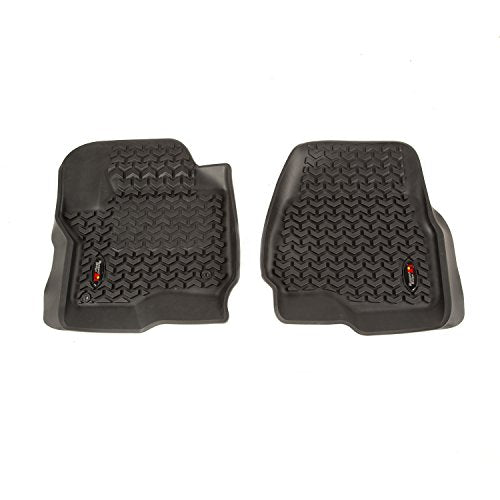 Front Floor Liners Rugged Ridge for Ford F-250/F-350/F-450 | Black | 82902.40 | Fits 2017-2020 Ford F-250/F-350/F-450/F-550 Regular Cab/Extended Cab/SuperCrew Cab