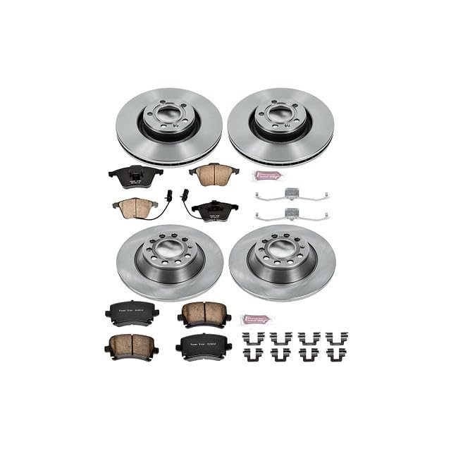 POWERSTOP Autospecialty KOE4066 Front and Rear Replacement Brake Kit-OE Brake Rotors & Ceramic Brake Pads For Audi A6 2006-2011, Audi A6 Quattro 2005-2008 [Model Specific]