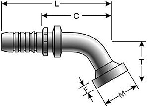 GlobalSpiral Couplings Gates 20GS-24FL60M, Code 61 O-Ring Flange, Zinc Plated Carbon Steel, 7.68", 60° Bent Tube, 1 1/4"