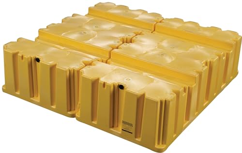 High Capacity Eagle 4 Drum Spill Containment Pallet with Drain and Forklift Pockets, 52.5"x51"x13.75", 132 Gallon Sump, 8,000 lbs. Load Capacity Secondary Containment Pallet, Made in USA, Yellow, 1640