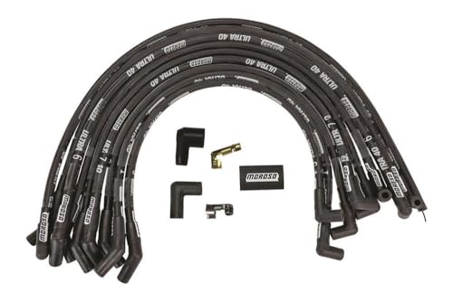 Moroso Ultra 40 73835 Sleeved Spark Plug Wire Set in Blue, Fits Big Block Ford 429-460 Engines, HEI Distributor Ends