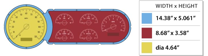 Dakota Digital VHX-53C-K-B 53 54 Chevy Car Analog Dash Gauge System Black Alloy Blue