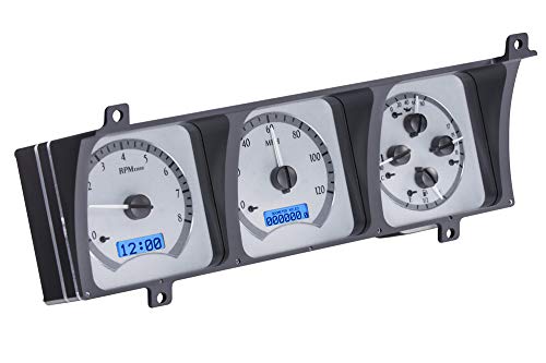 Dakota Digital VHX System Compatible with 1986-91 Jeep Wagoneer/J-Trucks Silver Alloy Style Face w/Blue Display