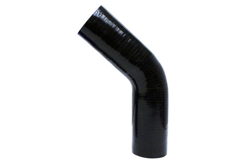 HPS Silicone High Temperature HTSEC45-275-BLK 4-ply Reinforced 45 degree Elbow Coupler Hose, 55 PSI Maximum Pressure, 4" Leg Length on each side, 2-3/4" ID, Black