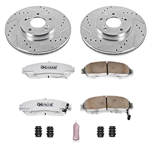 Power Stop K2309-26 Z26 Carbon Fiber Brake Pads Front with Drilled & Slotted Brake Rotors Kit For Acura RL 1999-2004 [Model Specific]
