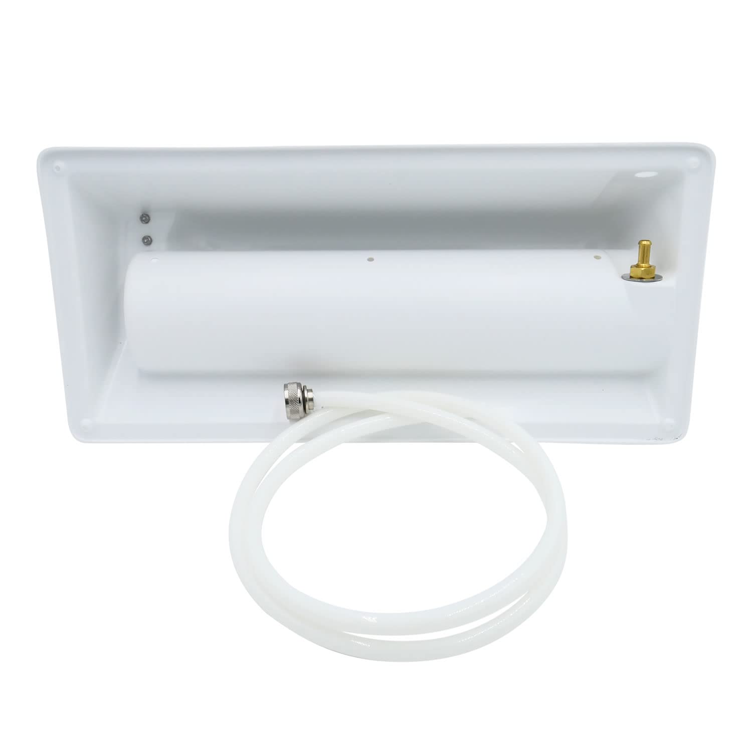 T-H Marine Hose Station Pressure Wash - 25' Coiled Hose, 5' Supply Hose, Brass Fittings, Mountable Holder, Marine Cleaning and Outdoor Storage, White