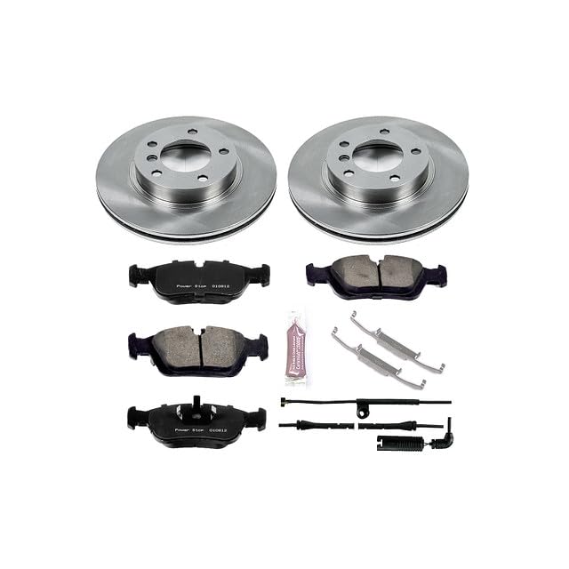 Power Stop Autospecialty KOE497 Front Replacement Brake Kit-OE Brake Rotors & Ceramic Brake Pads and 1 Front Sensor Wire