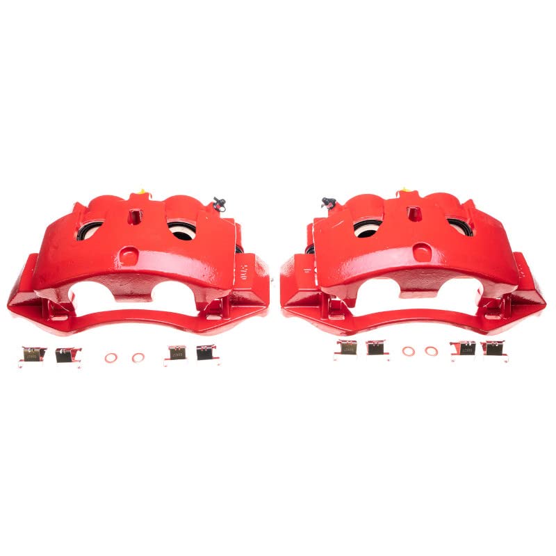 Power Stop S5330 Rear Pair of High-Temp Red Powder Coated Calipers For Chevrolet Silverado 3500 HD 2011-2019, GMC Sierra 3500 HD 2011-2019 [Model Specific]