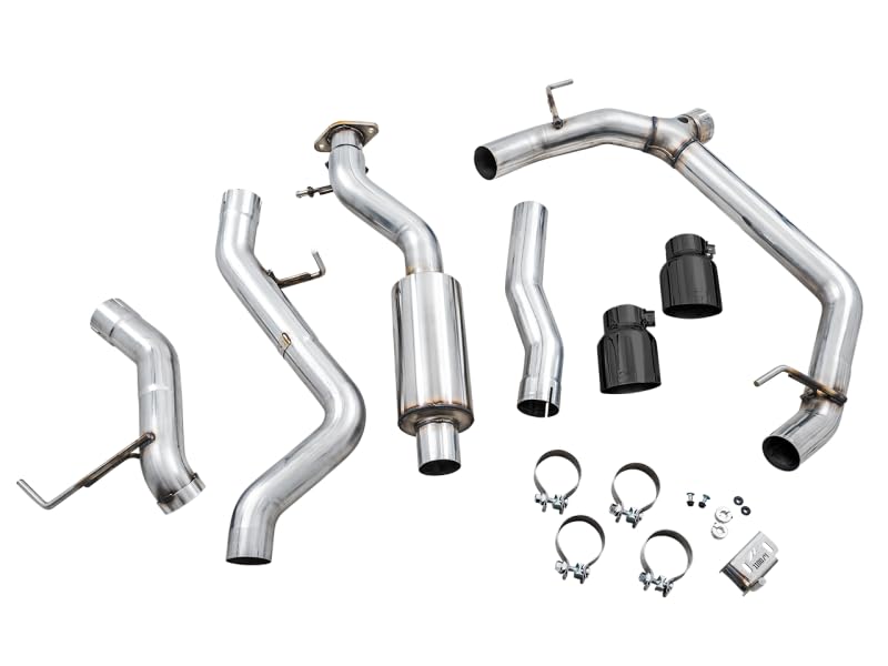 2021+ Ford Bronco AWE Tuning 0FG Dual Rear Exit Exhaust w/Diamond Black Tips & Bash Guard - 3015-33456