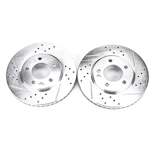 Power Stop AR8754XPR Evolution Drilled & Slotted Front Rotor Pair For Chrysler Town & Country 2001-2007, Dodge Caravan 2001-2007, Dodge Grand Caravan 2001-2007 [Model Specific]