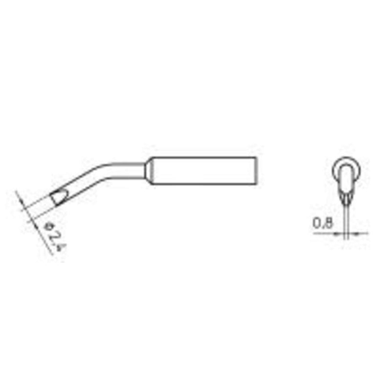 Weller XNTBX T0054488299 SOLD TIP, BENT CHISEL 2.4x0.8MM, Black