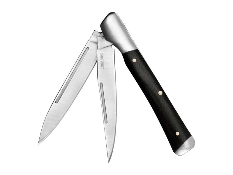 Kershaw Manual Folding Pocket Knife Allegory, Two Bladed Knife with Clip Point and Spear Point Blades, Slipjoint with Micarta Handle, Black