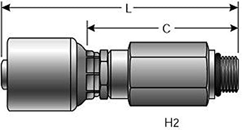 MegaCrimp Gates 6G-8MBX Couplings, Male O-Ring Boss Swivel, Zinc Plated Carbon Steel, 3.33", 3/8" ID