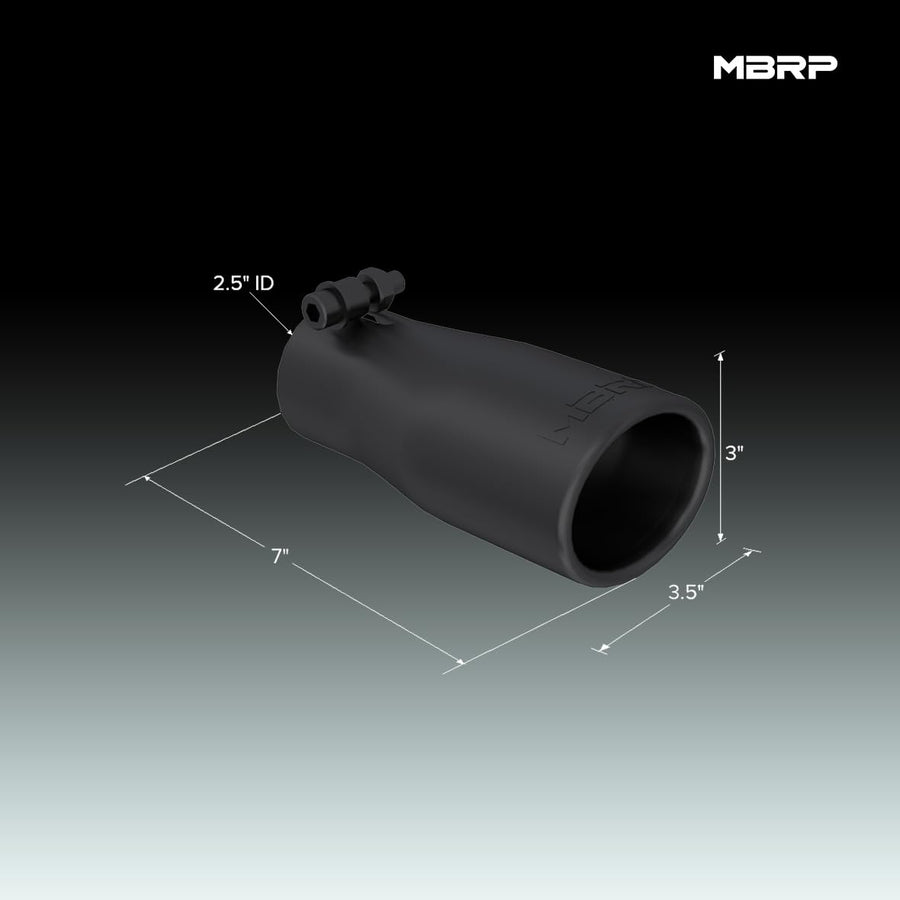 Black MBRP Exhaust Tip T5116BLK (3.75" O.D., Oval, 2.5" Inlet, 7 1/16" Length)