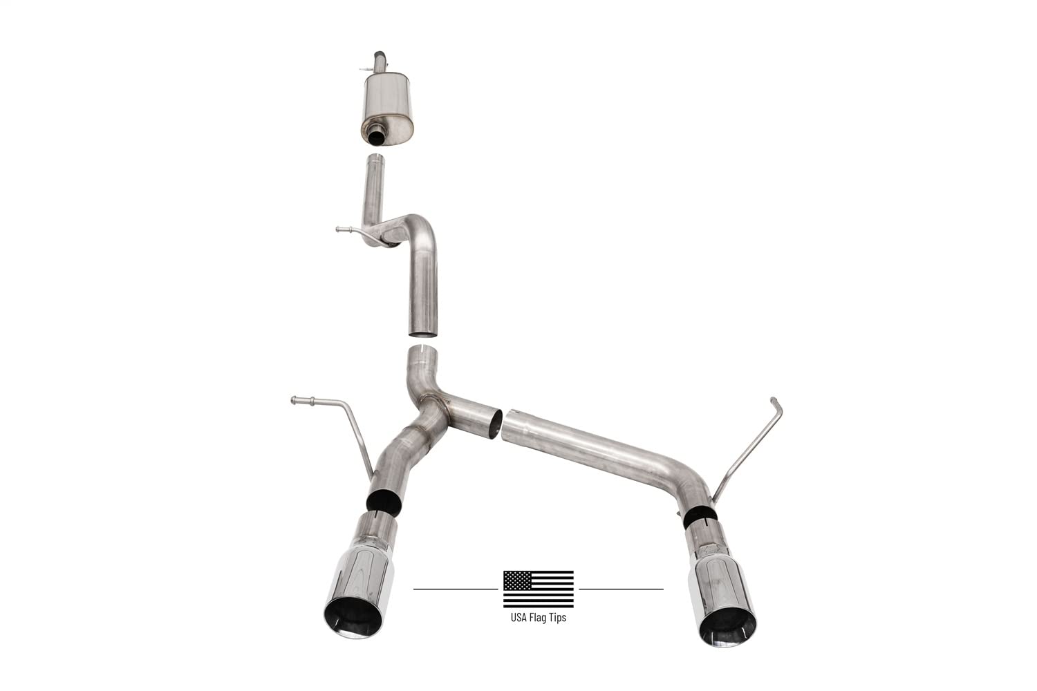 Corsa - 3.6L/3.8L 2.75in Sport Cat-Back Exhaust w/ 4in American Flag Tips 07-18 Jeep Wrangler JKU (21122USA)