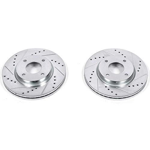 Power Stop Front JBR1191XPR Drilled & Slotted Rotor Pair For Nissan Cube 2009-2014, Nissan Sentra 2007-2012, Nissan Versa 2007-2012 [Model Specific]