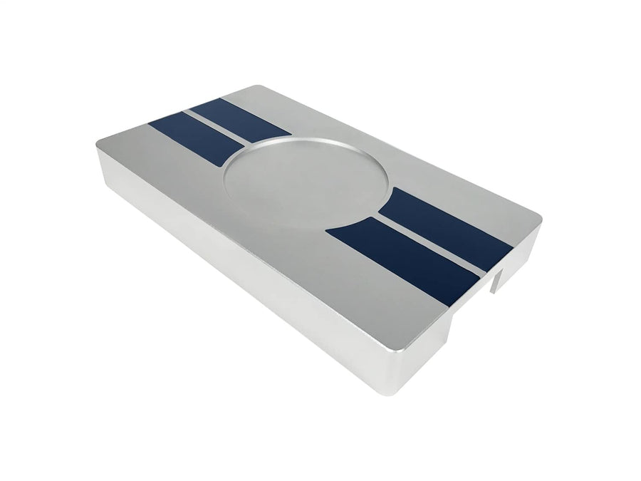Muscle Cars Drake Billet Aluminum Fuse Box Cover with Guardsman Blue Stripes Compatible with 2015-2019 Ford Mustang, Model FR3Z-14A068-P