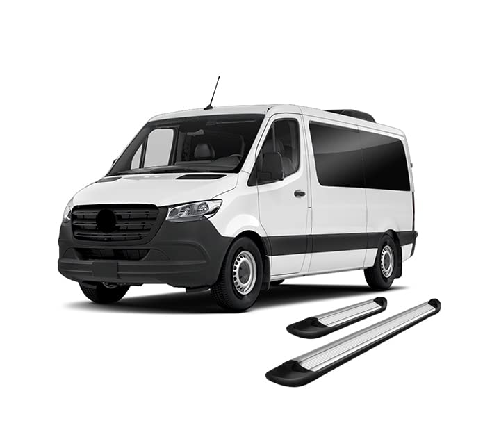 Transporter Running Boards Black Horse Silver Compatible with 07-09 Dodge Sprinter 2500/3500|07-16 Sprinter 2500/3500|19-23 Benz Sprinter 1500/4500|10-23 Benz Sprinter 2500/3500-TR-D23596S