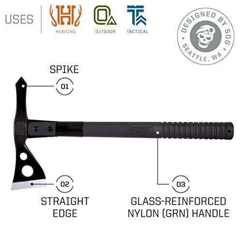 Tactical Tomahawk SOG- Throwing Hatchet, Versatile Survival Tactical Axe and Emergency Breaching Tool with Sheath (F01TN-CP)