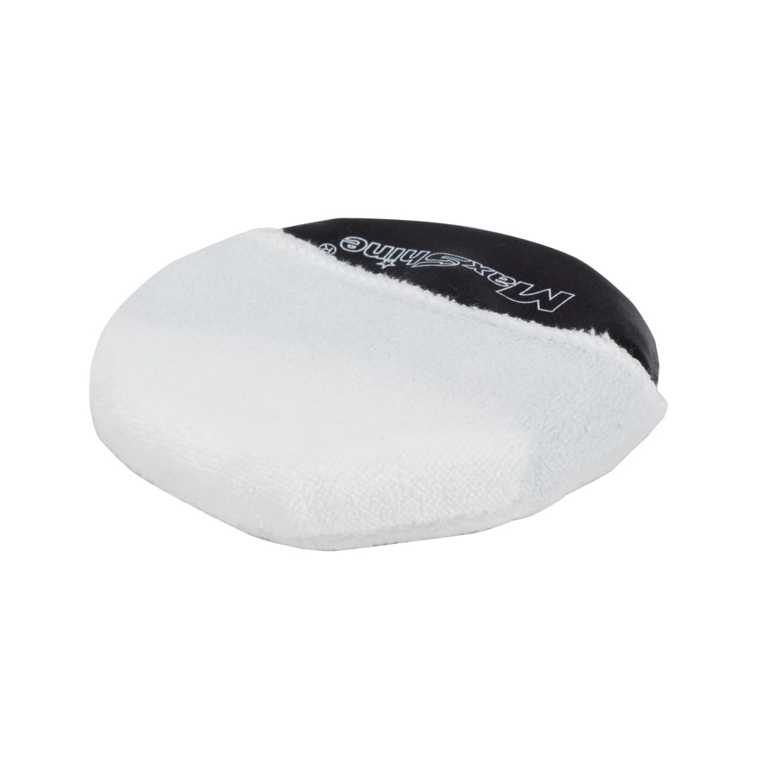 Maxshine Microfiber Handheld Wax Applicator Pad | White+Black, 3.35" Diameter, Ultra-Soft, Scratch-Free | Versatile Detailing for Wax, Polish, Protectant, Streak-Free Finish