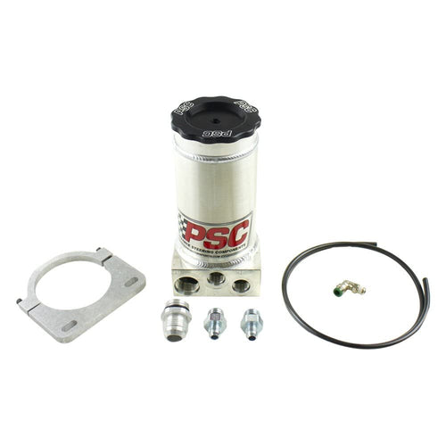 PSC Motor Sports Power Steering Pump Reservoir Gen IV 8.25 in. w/Clamp Number 6 Return And Number 12 Feed SR146-8-12