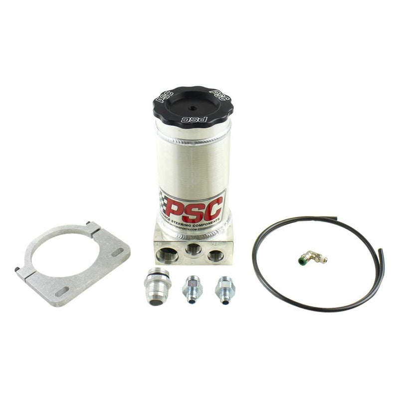 PSC Motor Sports Power Steering Pump Reservoir Gen IV 8.25 in. w/Clamp Number 6 Return And Number 12 Feed SR146-8-12
