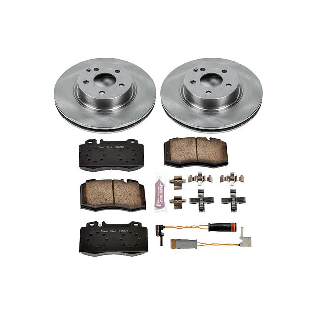 Power Stop KOE5239 Front Replacement Brake Kit-OE Brake Rotors & Ceramic Brake Pads and 2 Front Sensor Wires
