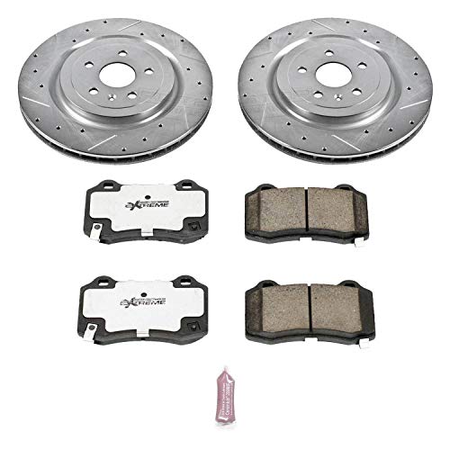 Power Stop K3019-26 Z26 Carbon Fiber Brake Pads with Drilled & Slotted Brake Rotors Kit Rear
